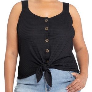 Sanctuary Tie Front Tank Top 2X Black